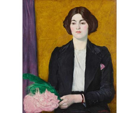 WILLIAM STRANG R.A., R.P.E. (SCOTTISH 1859-1921) GIRL WITH FAN  Signed and dated 1912, oil on canvas  Dimensions:76cm x 63.5c