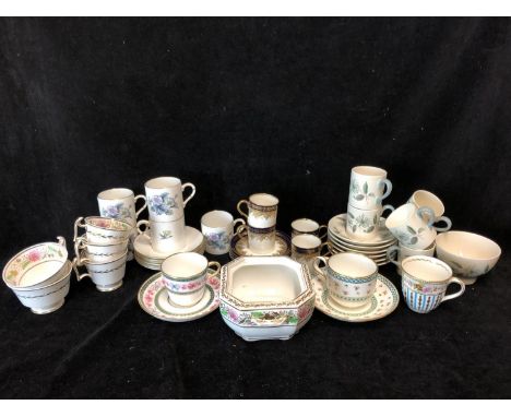 A group of English Tea &amp; Coffee wares, including Wedgwood Penshurst pattern coffee cans and saucers; Royal Worcester Wood