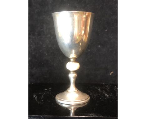 Judaica - A parcel gilt silver Kiddush cup, the bell form bowl over ivory ball knop on baluster stem and circular foot, Londo