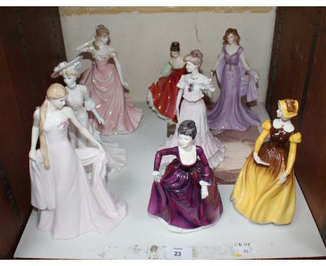 SECTION 23. Six various Coalport ceramic figures of ladies, two (AF) including 'Fair Isabel,' 'With this Ring' and 'Sophia' e