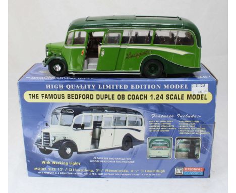 Original Classics "The Famous Bedford Duple OB Coach" 1.24 scale model bus, in green Southdown bus company livery with regist