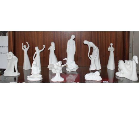 Eleven various Royal Doulton 'Images' porcelain figures: First Steps, Goose Girl, Thankful, Peace, First Kiss, Always and For