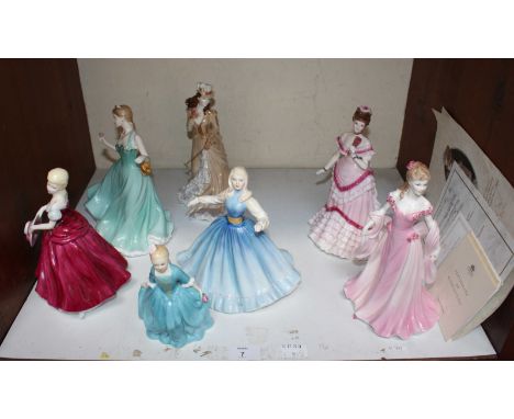 SECTION 7. A group of Seven various ceramic figures of ladies, comprising three by Coalport, two by Royal Doulton and two by 