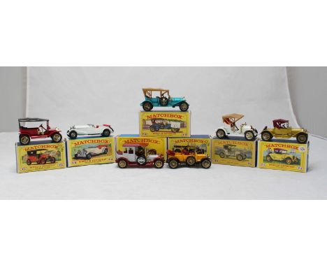 A group of seven Matchbox Lesney 'Models of Yesteryear'  vehicles, comprising Y-1 1911 Model T Ford, Y-4 1909 Opal Coupe, Y-6