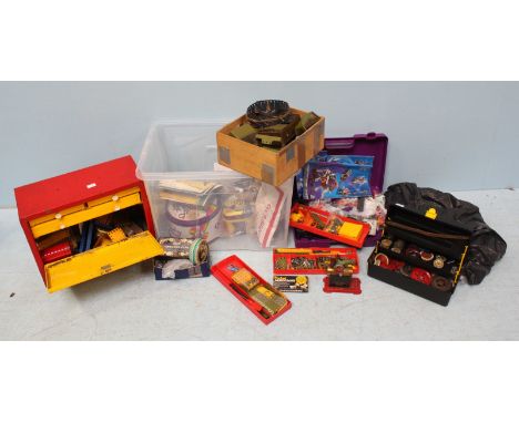 A large collection of loose Meccano pieces and accessories, including wheels, nuts, instructions booklets and much, much more