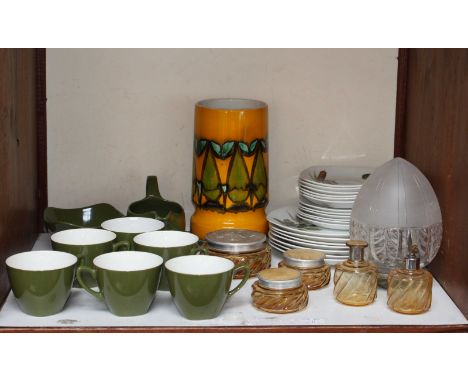 SECTION 9. An assortment of mixed ceramics and glass including a Poole pottery vase, decorated with pears to a yellow ground 