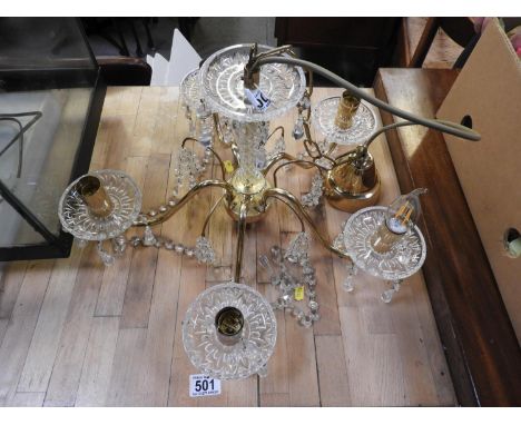 Glass and Brass Effect Chandelier Light Fitting 