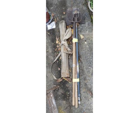 Quantity of Garden Tools and Vintage Golf Clubs 