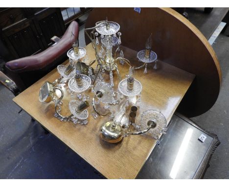 Chandelier Light Fitting with 2x Matching Wall Fittings 