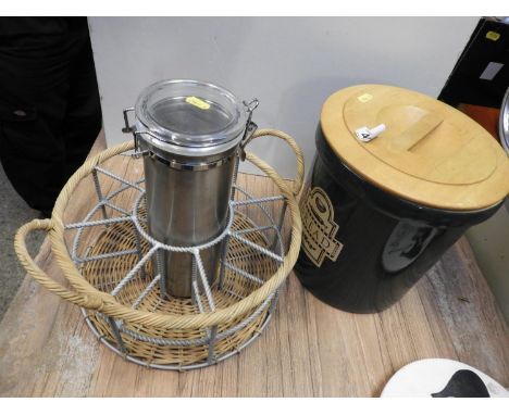 Ceramic Bread Bin, Spaghetti Holder and Bread Basket 