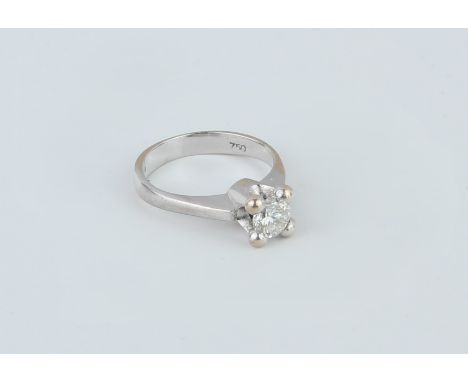 An 18ct white gold and diamond solitaire ring - hallmarked Sheffield 2005, the 5.2 x 3mm brilliant cut diamond, approx. 0.50c