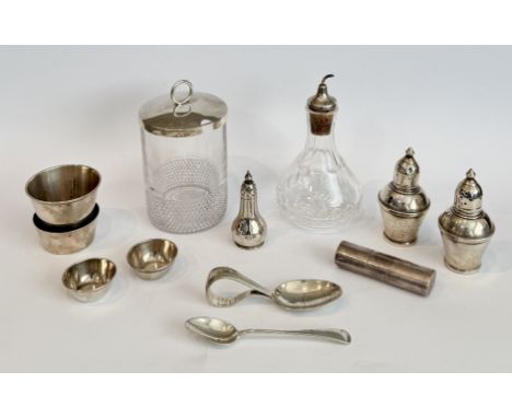 A group of silver smalls - including a late-Victorian silver and cut glass preserve jar, Hukin &amp; Heath, Birmingham 1899, 