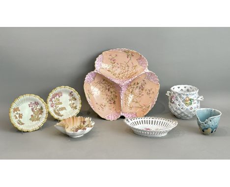 A small group of decorative porcelain, early 20th century - including a large Continental triple shell serving dish, probably