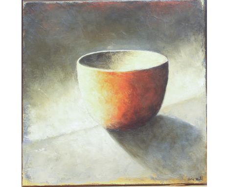 Betty Moll (French, b.1952) Still life of a terracotta bowl oil on canvas, signed lower right, dated 2016 verso, unframed 15¾