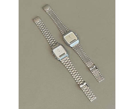 Two Casio stainless steel wrist watches - models 305 and 1301, with analogue dials and digital displays. (not running when ca