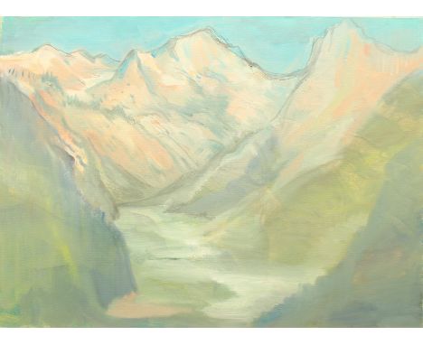 Rita Smith (British, 21 Artists Group, 20th / 21st century) Alpine landscape oil on canvas, unsigned, unframed 23½ x 32in (59