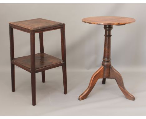 Two antique tables - comprising: 1. a Georgian oak rectangular two-tier table or stand (LWH 36 x 35 x 67 cm);  2. a Victorian