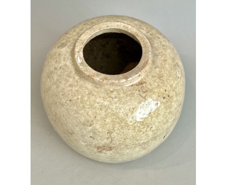 A Chinese Song-style stoneware jar - of shouldered, ovoid form with a short upright neck, in a mottled, pale grey-brown glaze