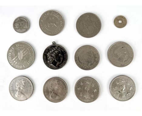 A tray of coins including four &pound;5 coins.