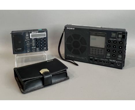 Two vintage Sony LW/MW/SW/FM portable radios - comprising an ICF-SW7600 Stereo Receiver; and an ICF-SW1 stereo receiver with 