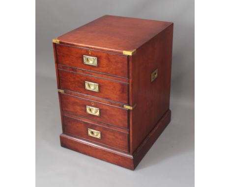 A reproduction brass-bound mahogany and oak filing cabinet - by Kennedy of Ipswich, in campaign style and in the form of a ch