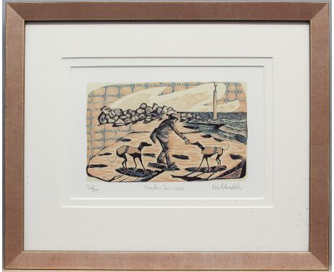 Two prints, comprising - 1. Neil Bousfield, RE (British, contemporary), 'Eccles Sunrise', colour etching, signed, numbered 34