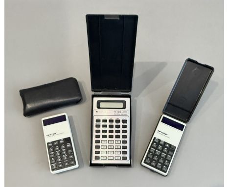 Two vintage 1970s Sinclair pocket calculators - comprising a Cambridge Programmable and a Cambridge Scientific, both with red