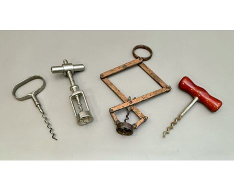 An antique&nbsp;Heeley`s Original Patent corkscrew "The Pullezi" - steel with painted copper finish, concertina mechanism, 18