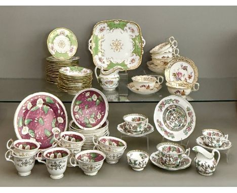 A group of 19th and early 20th century English porcelain tea ware - including a Copeland part-service with floral spray decor