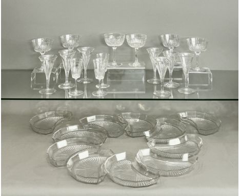A group of early 20th century cut glass drinking glasses - including a set of four champagne saucers plus two others, 11.7cm 
