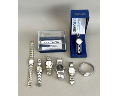 A small collection of dress watches - including a Seiko Automatic ladies stainless steel bracelet watch; two Accurist ladies 