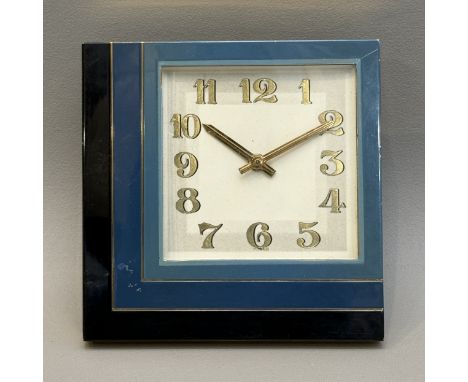Cunard White Star interest: an RMS Laconia Art Deco style cabin clock - the square silvered dial with gilt Arabic numerals, w