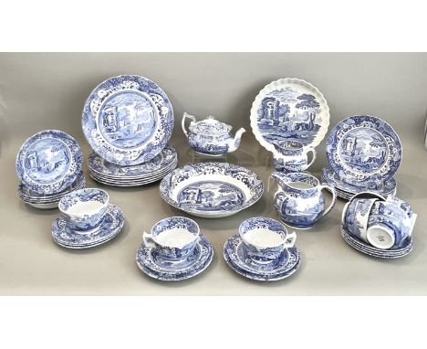 A Spode blue and white Italian pattern part dinner service - late 20th century, pattern no. C 1816 J, black printed factory m