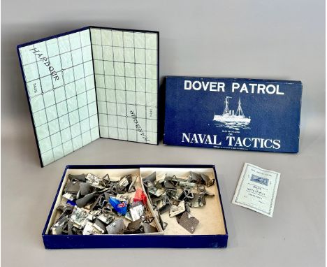 A 1920s board game, 'Dover Patrol or Naval Tactics' - by H. P. Gibson &amp; Sons Ltd., in a dark blue and silver box with ins