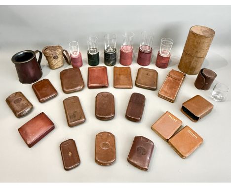 A collection of twelve 19th and 20th century leather cigar cases - including an example with embossed maker's mark for J.W. S
