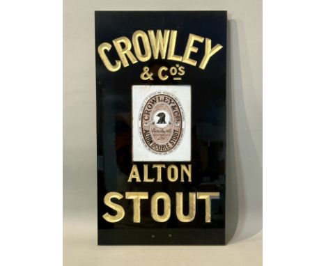 A vintage Crowley &amp; Co, Alton slate and enamel advertising sign - the slate with carved gilded lettering, 'Crowley &amp; 