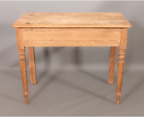An antique waxed pine and light wood side table - (LWH 91.5 x 47.5 x 71cm)