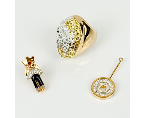 Three pieces of Swarovski jewellery - comprising a 935342 pav&eacute; set ring; a gilt, enamel and multi-crystal set prince p