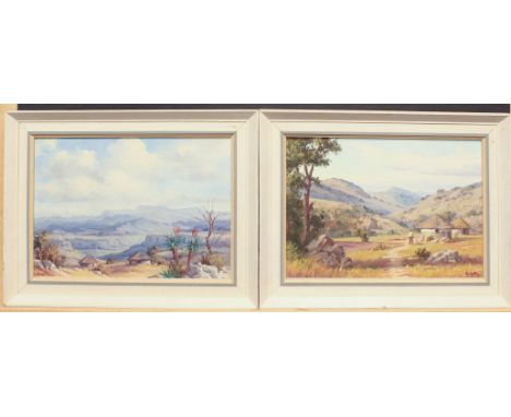 Giuseppe Cotty (South African 20th century) A pair depicting a rondavel homestead Oil on canvas board, signed l.r. and l.l. 9
