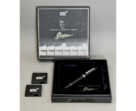 A Mont Blanc Platinum Line 2859 'Hommage a Frederic Chopin' fountain pen - can be used as a piston filler or cartridge pen, b