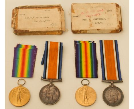 The British War Medal and the Victory Medal to the Whitehead brothers of Maxwelltown, Dumfries (4 medals).  1. 98517 PTE. S. 
