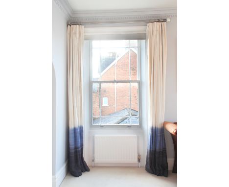 Two pairs of handmade curtains in Tranquil (Slate/Aqua) by Harlequin Fabrics - ombre dyed, semi-sheer linen mix muslin style 