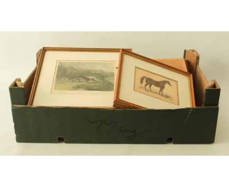 Nine 19th and 20th century prints - including a 19th century hand coloured engraved map of Gloucestershire, titled 'Glocester