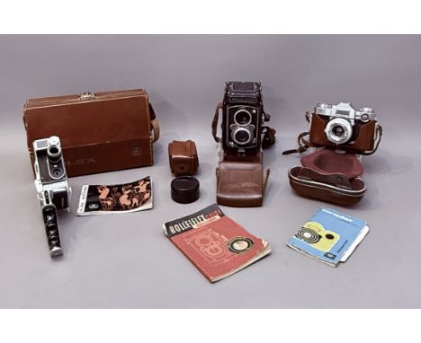 Two vintage cameras by Rolleiflex and Zeiss Ikon - comprising a Franke &amp; Heidecke MX 3.5A TLR camera, no. 1236283, with Z