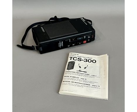 A 1980s Sony TCS-300 Stereo Cassette-Corder, Walkman style - portable stereo tape cassette recorder with built-in speaker, he