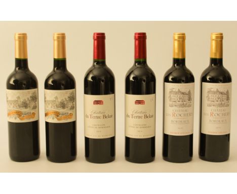 Six bottles of claret - 2 x La Chapelle de Bordeaux 2015 2 x Château du Tertre Belair 2014 - Castillon Côtes de Bordeaux 2 x 