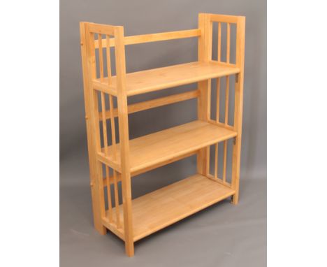 A beech&nbsp;folding bookcase with colonnade sides - (LWH 70 x 29.5 x 96.5cm)