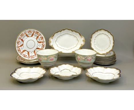 19th century English porcelain - comprising a pair of bowls, painted pattern no. 2112 to base, possibly Ridgway, painted with