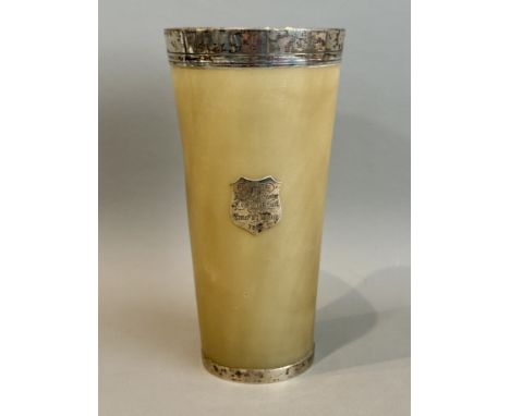An exceptionally large Victorian silver-mounted horn beaker or vase - Thomas Johnson I, London 1872, retailer's mark for Whit