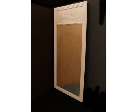 An Edwardian painted neoclassical wooden pier mirror - the rectangular bevelled plate within a white-painted reeded frame, th